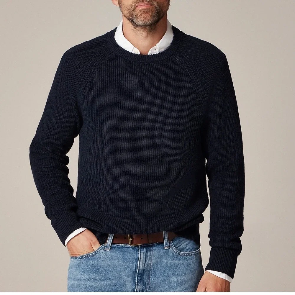 NEW J. Crew‎ Mens Heritage Black 100% Cotton Crewneck Sweater XL
